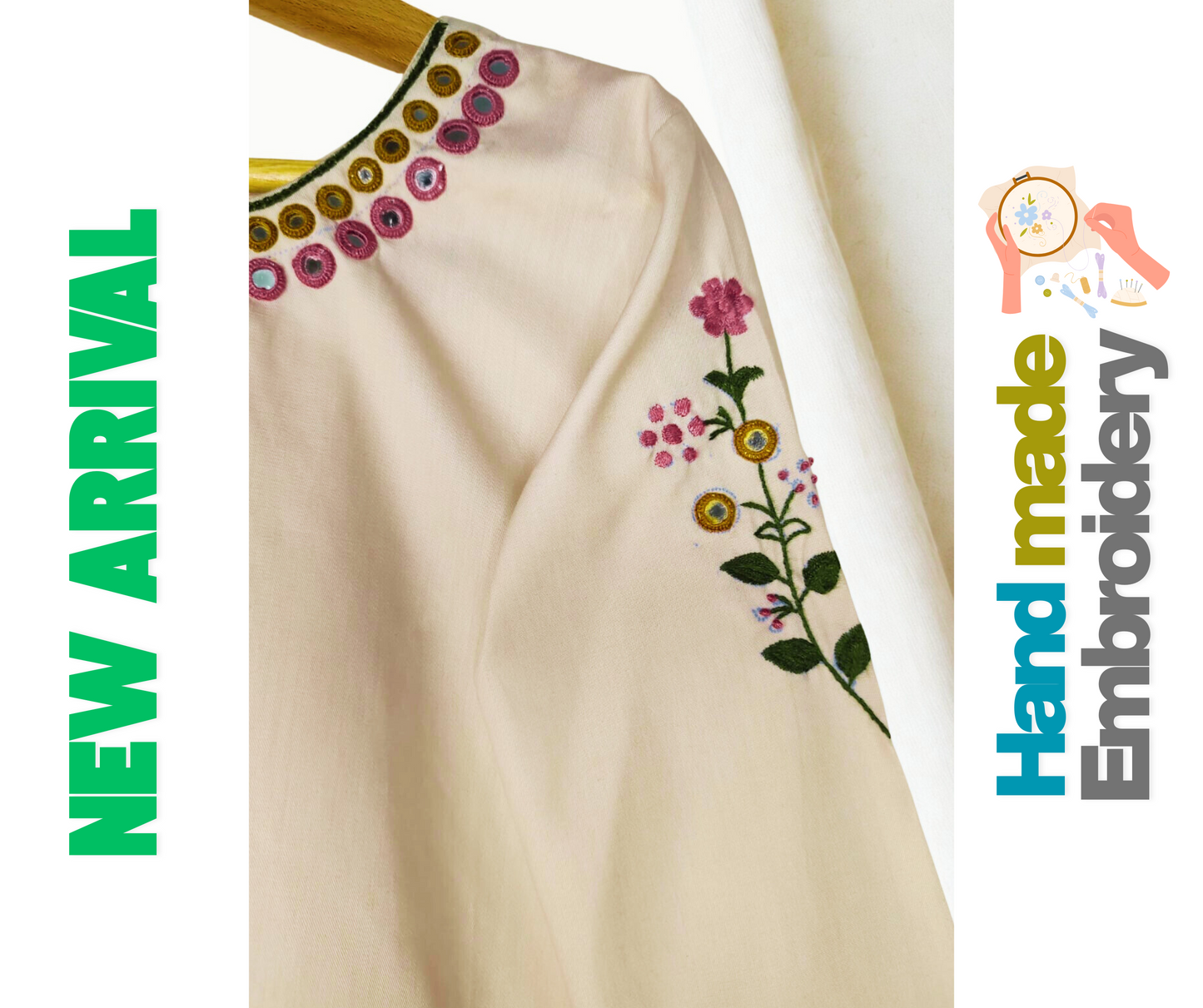 Hazara Mirror+Hand Embroidery (3 Piece)