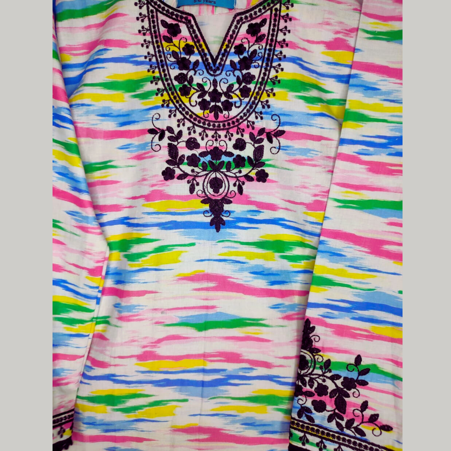 Summer Lawn-04T-Teen Black Embroydery Multi Strip (Shirt)