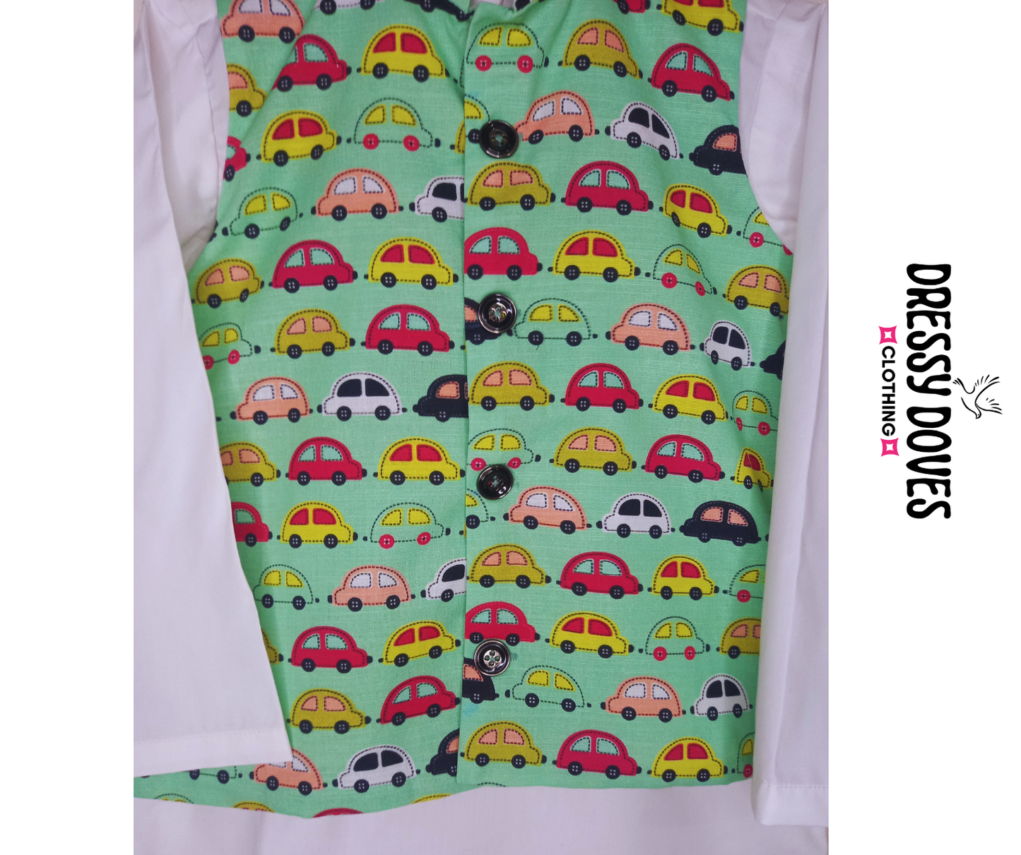 3 Piece (Kurta+Trouser+Waistcoat)-Green