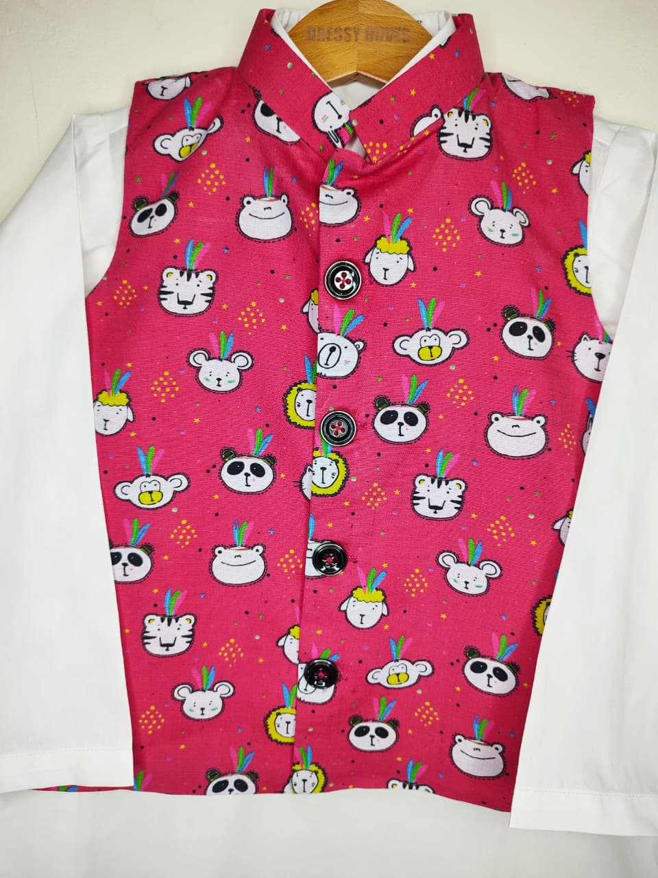 3 Piece (Kurta+Trouser+Waistcoat)-Pink