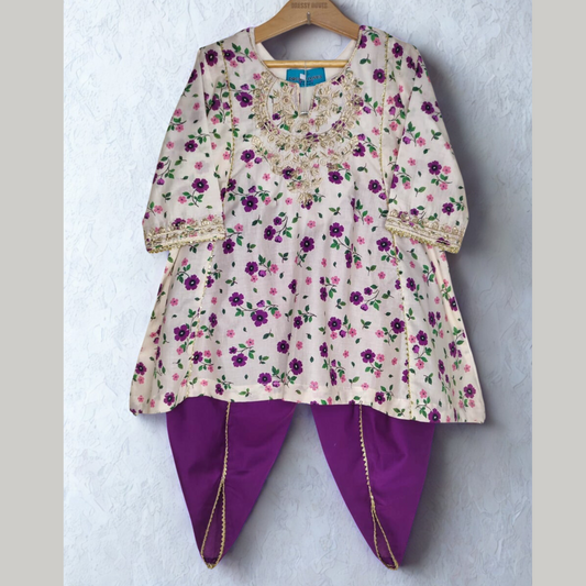 Summer Lawn-08K-Purple Golden Embroidery (Frock+Trouzer)