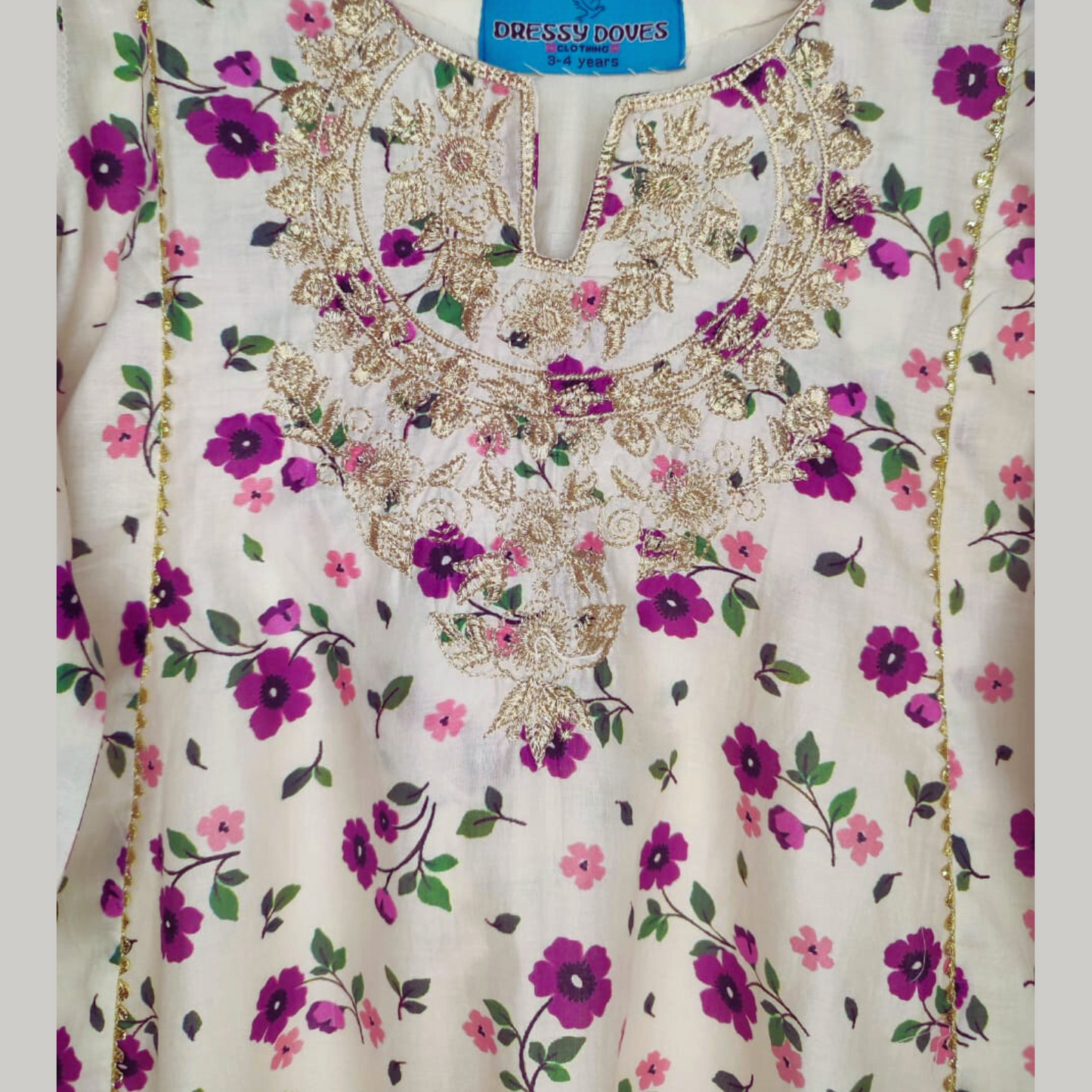 Summer Lawn-08K-Purple Golden Embroidery (Frock+Trouzer)