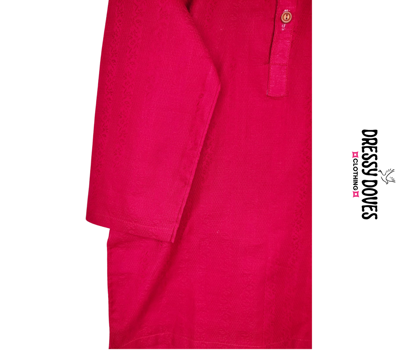 Red Self Printed Kurta and Trouser