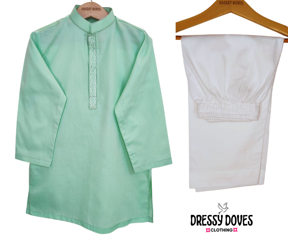 Embrioded Sea Green Kurta Trouser