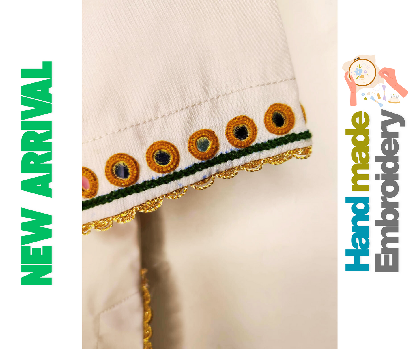 Hazara Mirror+Hand Embroidery (3 Piece)