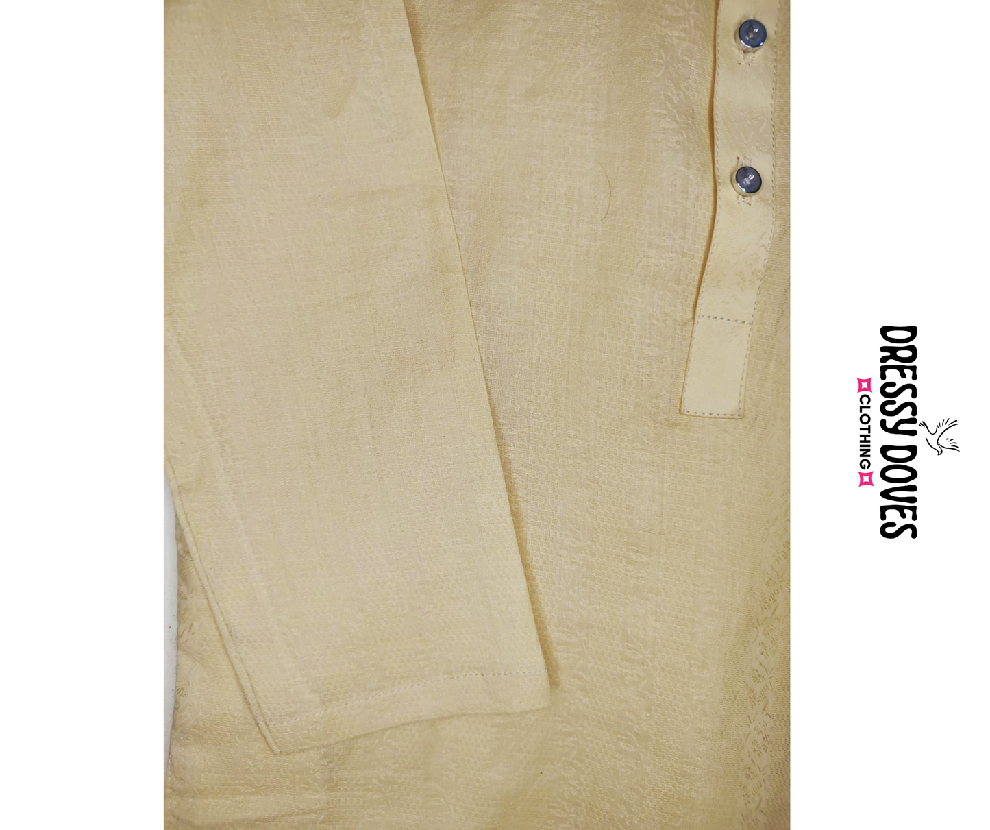 Off White Self Printed Kurta and Trouser