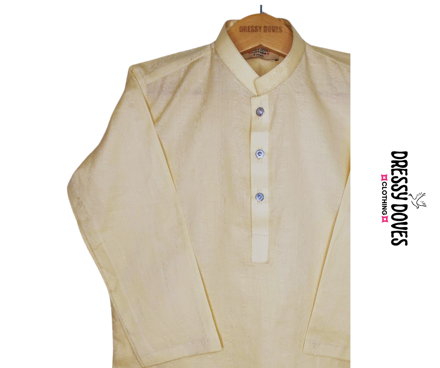 Off White Self Printed Kurta and Trouser
