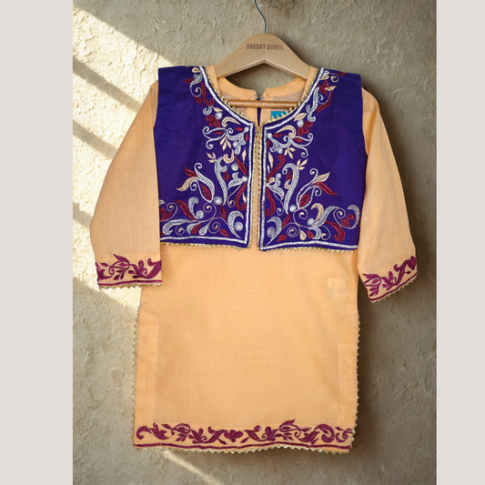 Embroidery 2 piece with kurti (Pink+Blue)