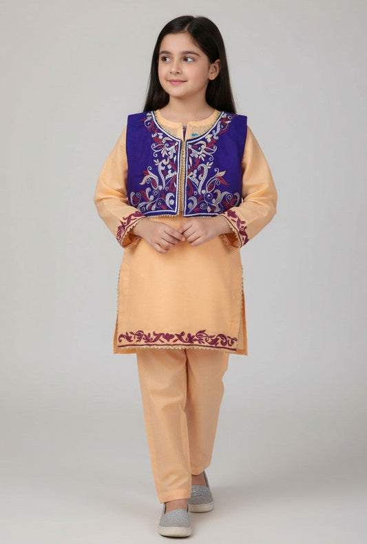 Embroidery 2 piece with kurti (Pink+Blue)