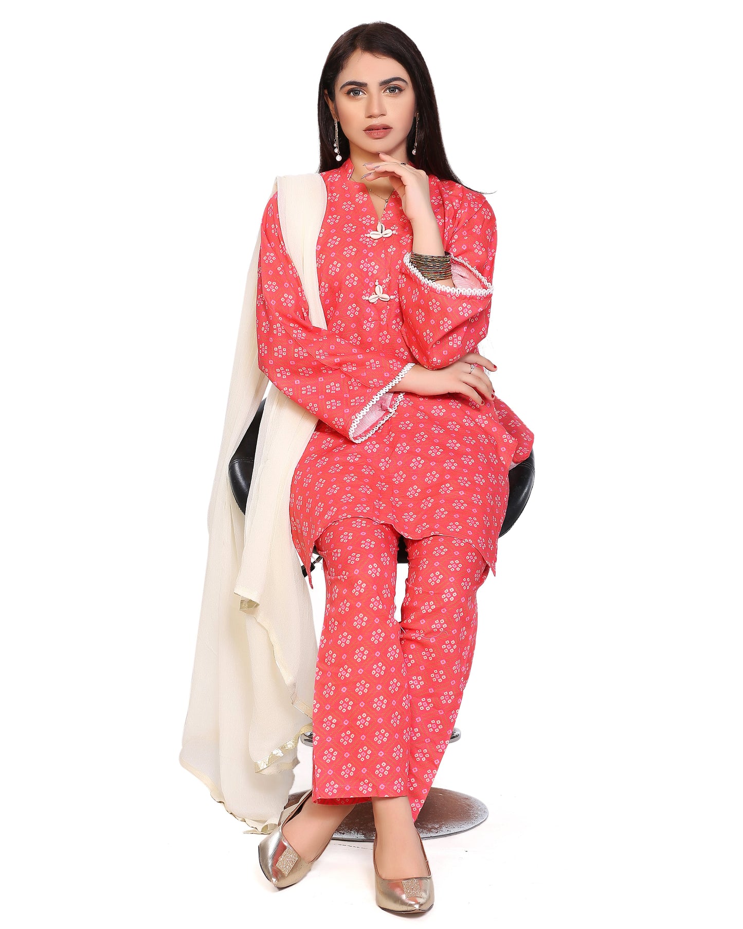 Khaddar KDR-Pink Chunri (Shirt +Trouser)