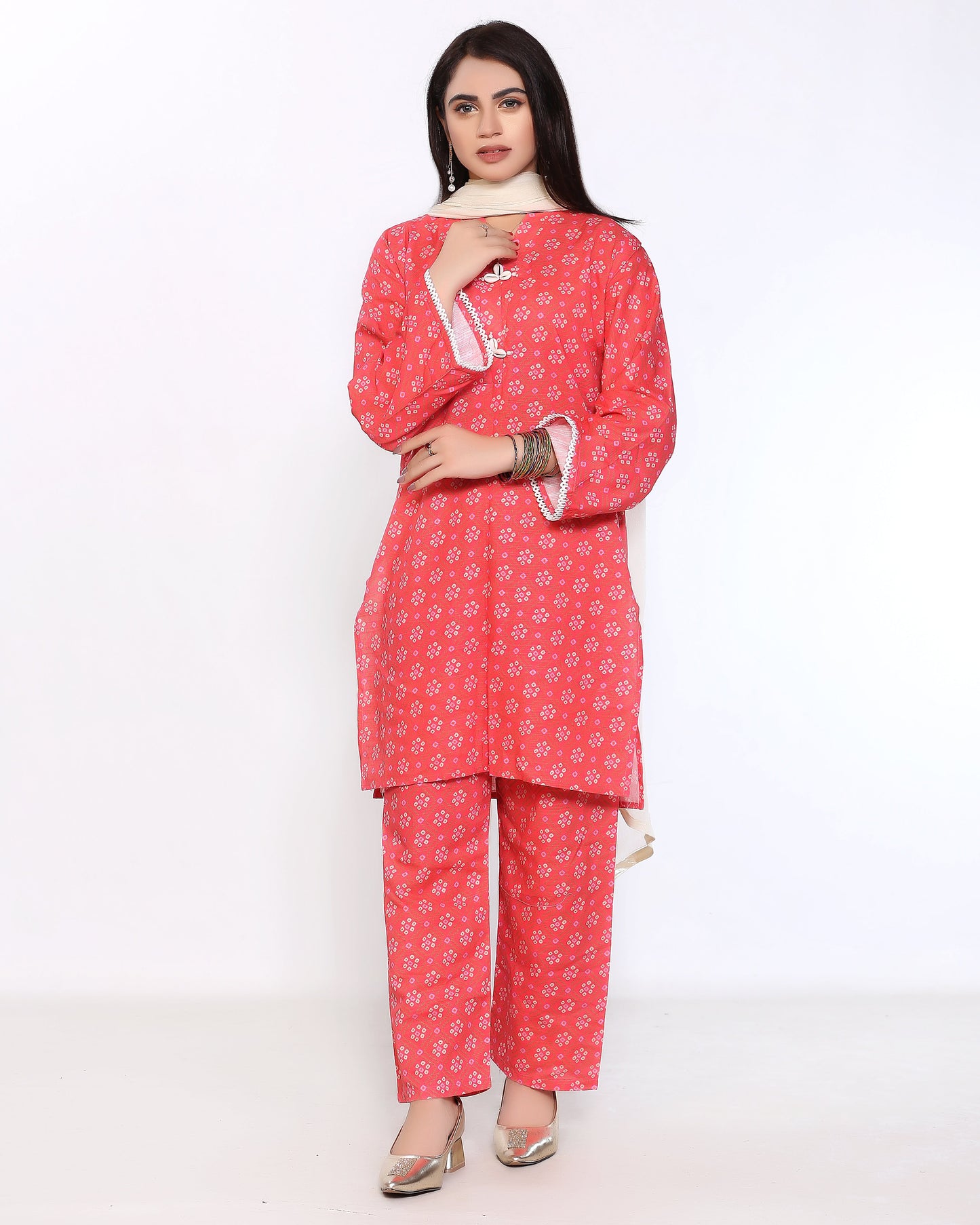 Khaddar KDR-Pink Chunri (Shirt +Trouser)