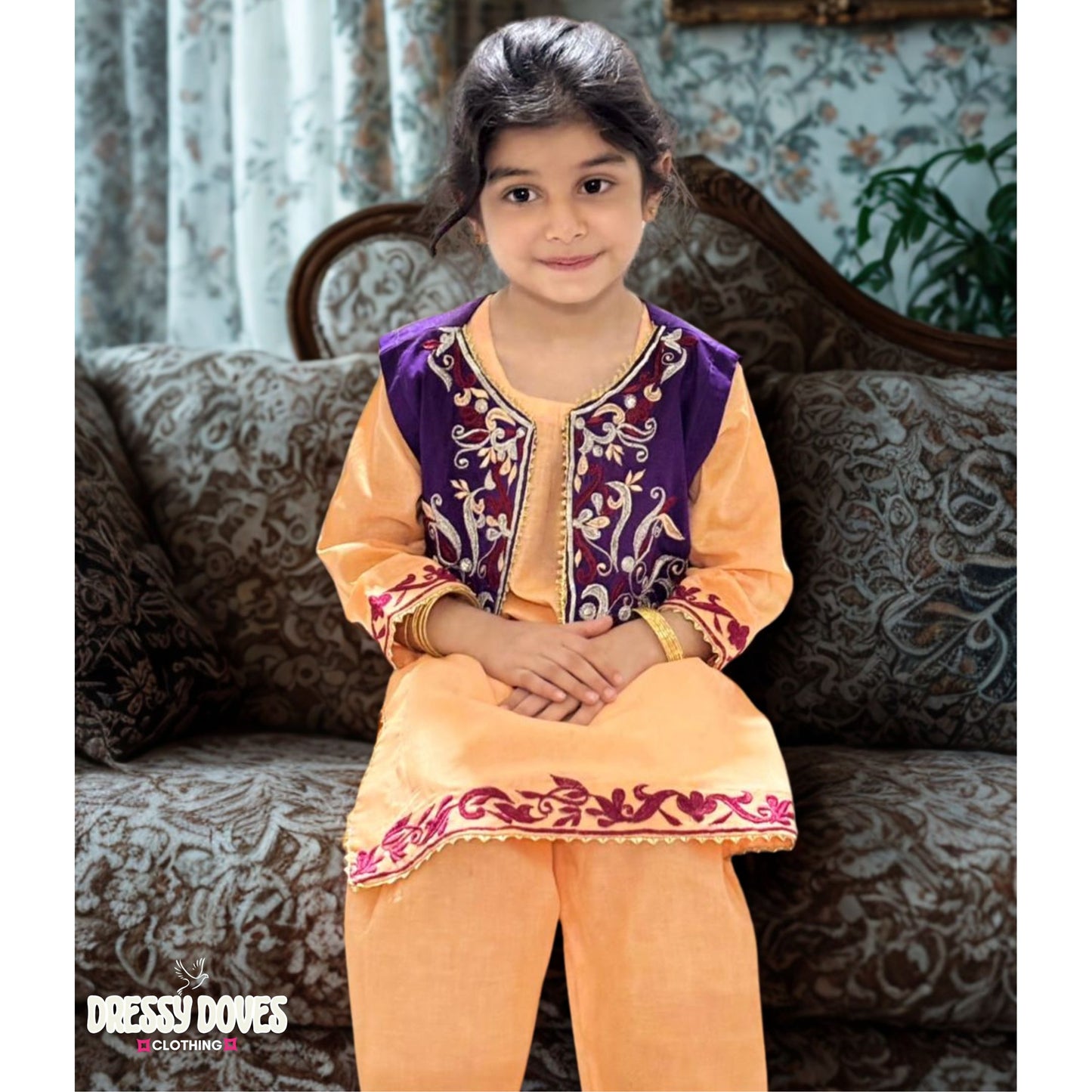 Embroidery 2 piece with kurti (Pink+Blue)