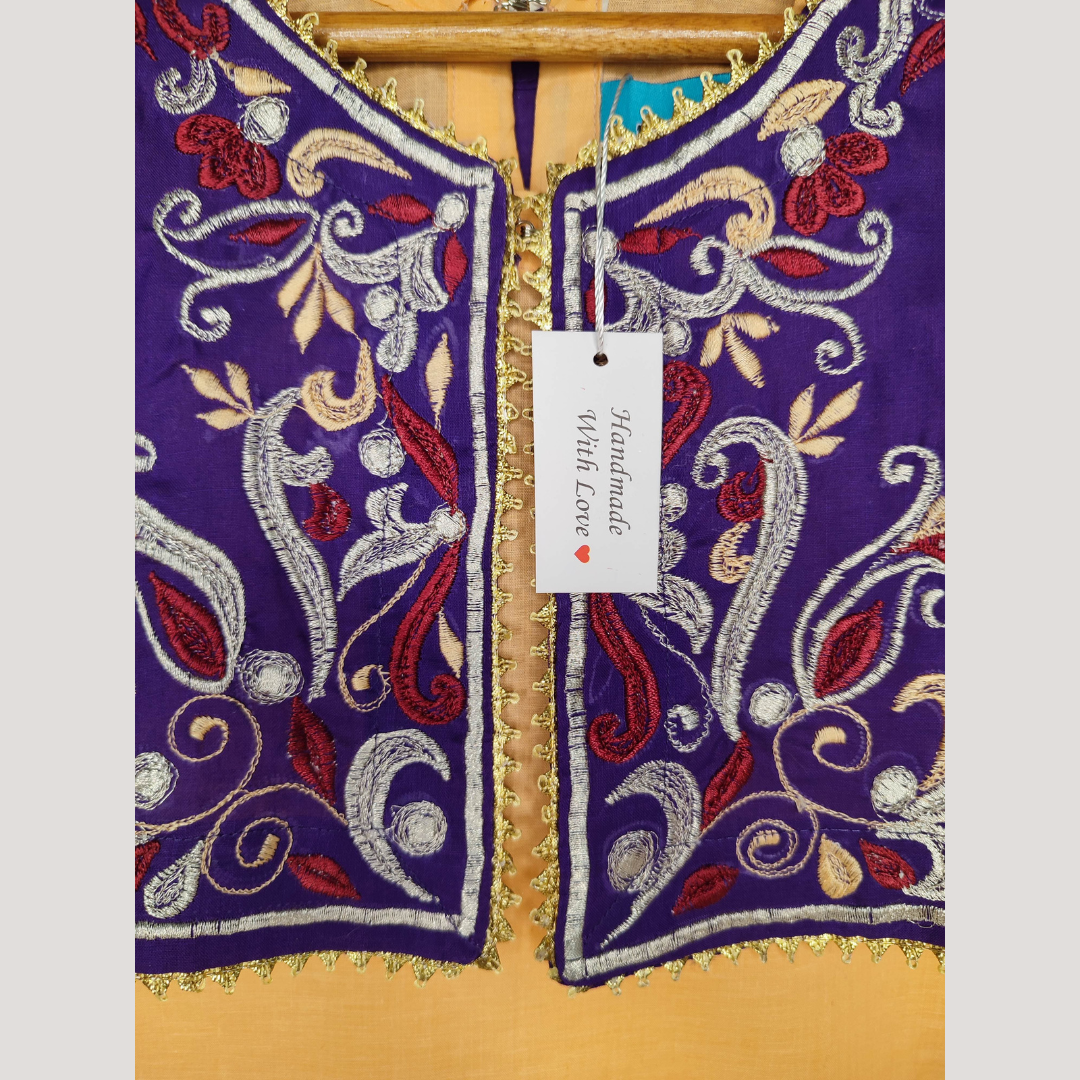 Embroidery 2 piece with kurti (Pink+Blue)