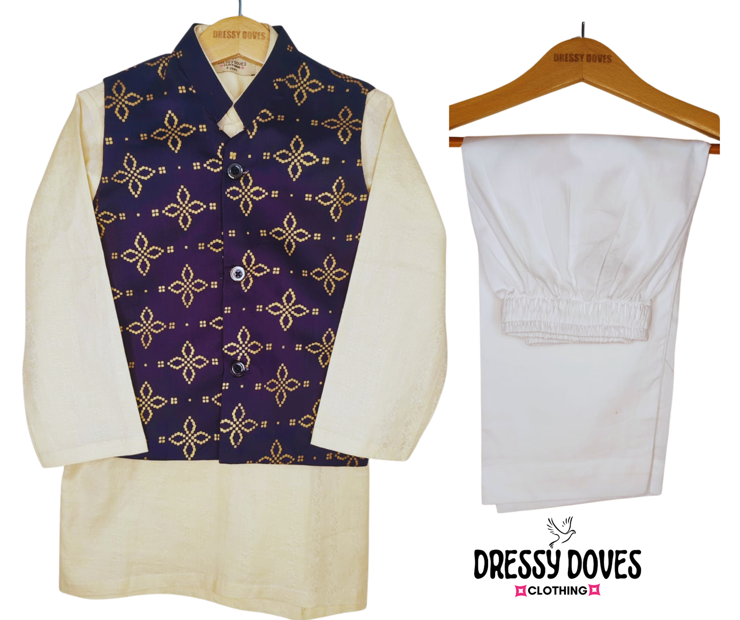 Waistcoat-Black Self Print