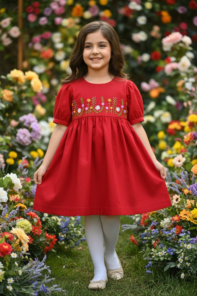 Hazara Red Hand Embroidery (Frock)