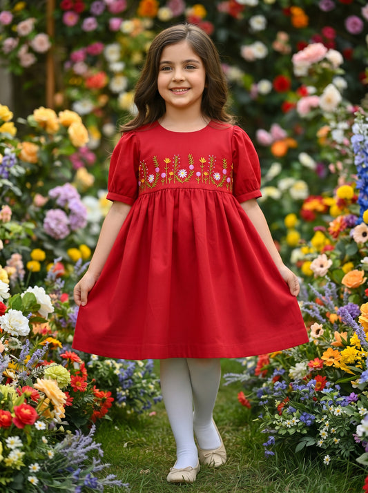 Hazara Red Hand Embroidery (Frock)