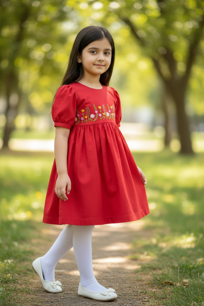 Hazara Red Hand Embroidery (Frock)