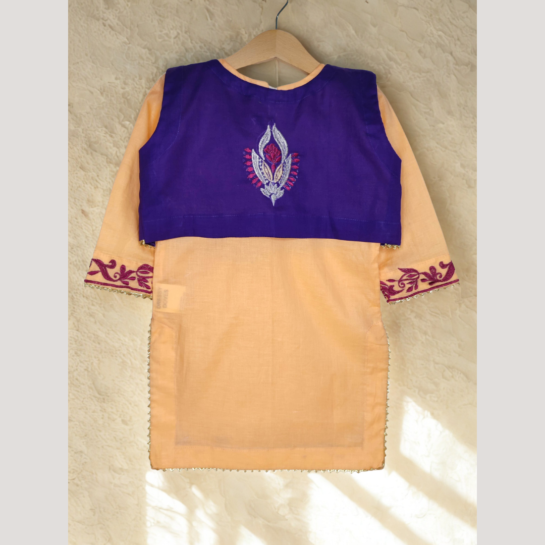 Embroidery 2 piece with kurti (Pink+Blue)