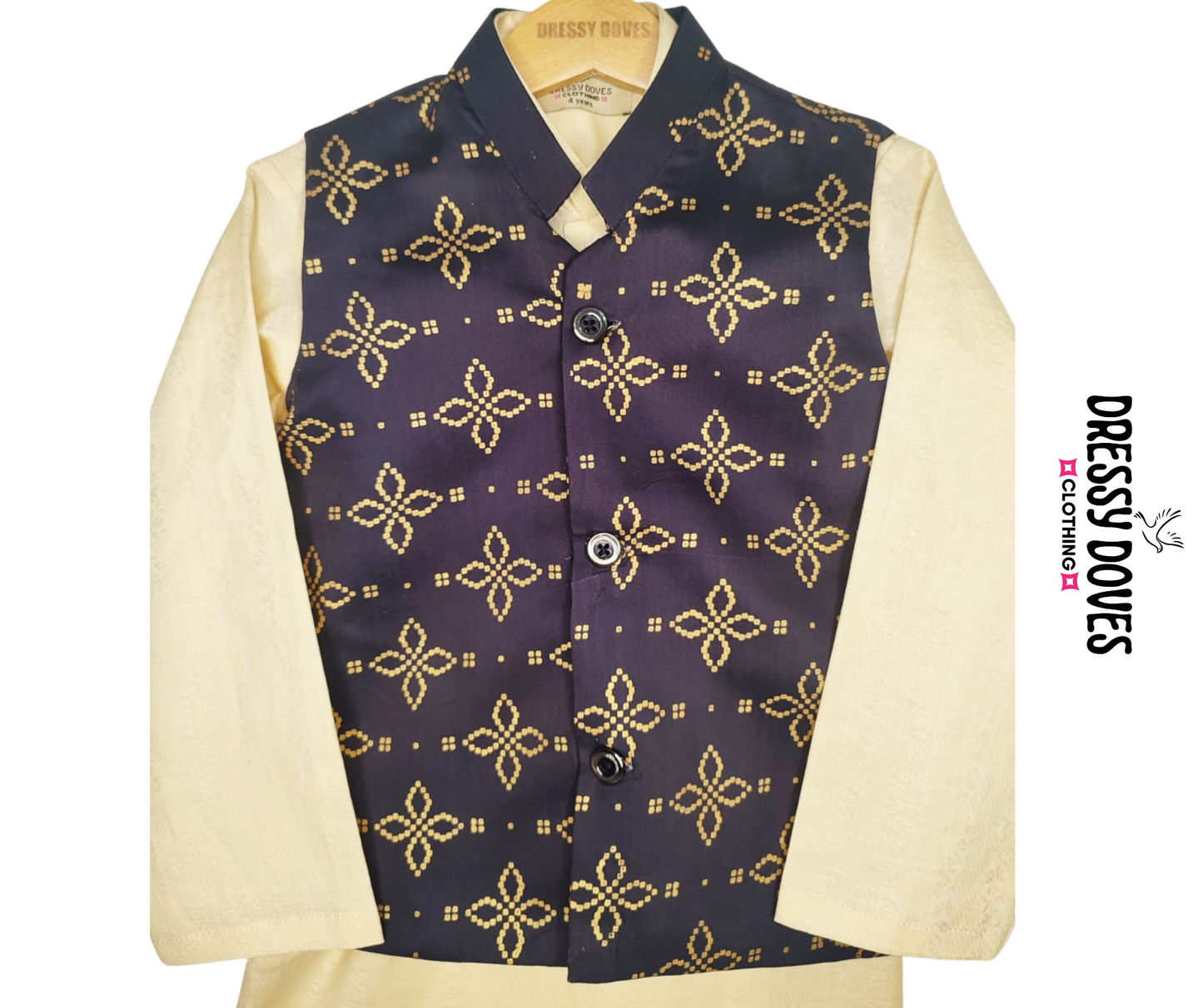 Waistcoat-Black Self Print