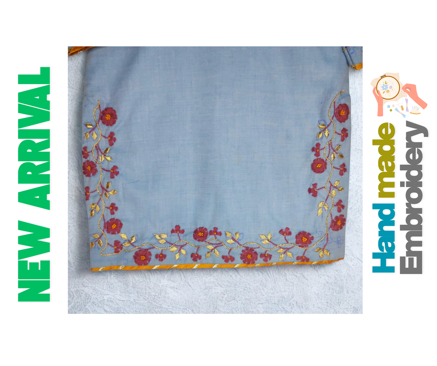 Hazara Sky Blue Hand Embroidery (3 Piece)