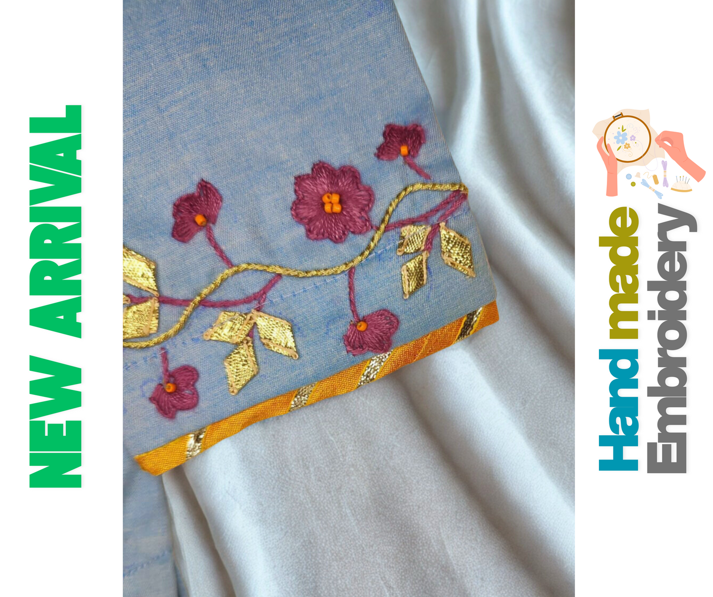 Hazara Sky Blue Hand Embroidery (3 Piece)