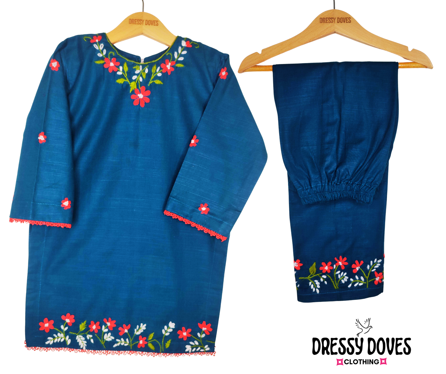 Sea Green Hazara Hand Embroidery (2 Piece)