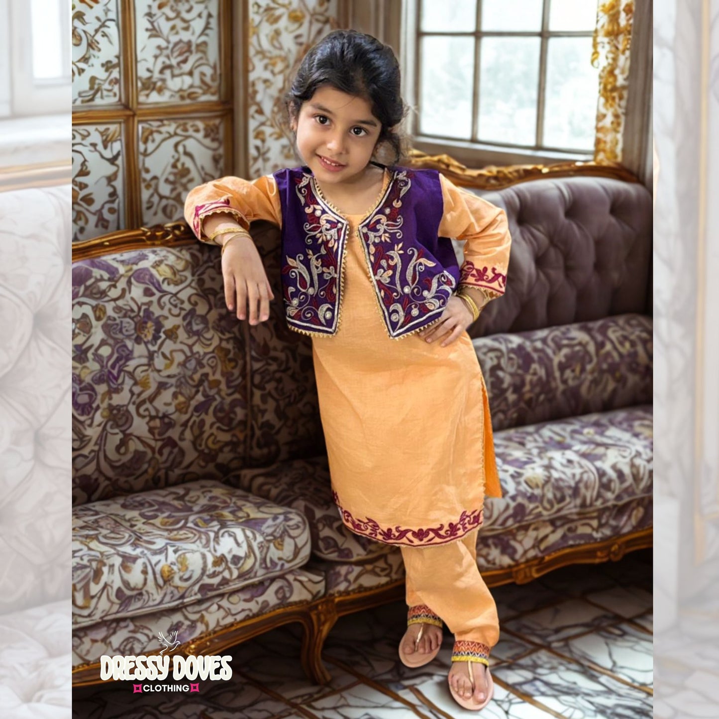 Embroidery 2 piece with kurti (Pink+Blue)