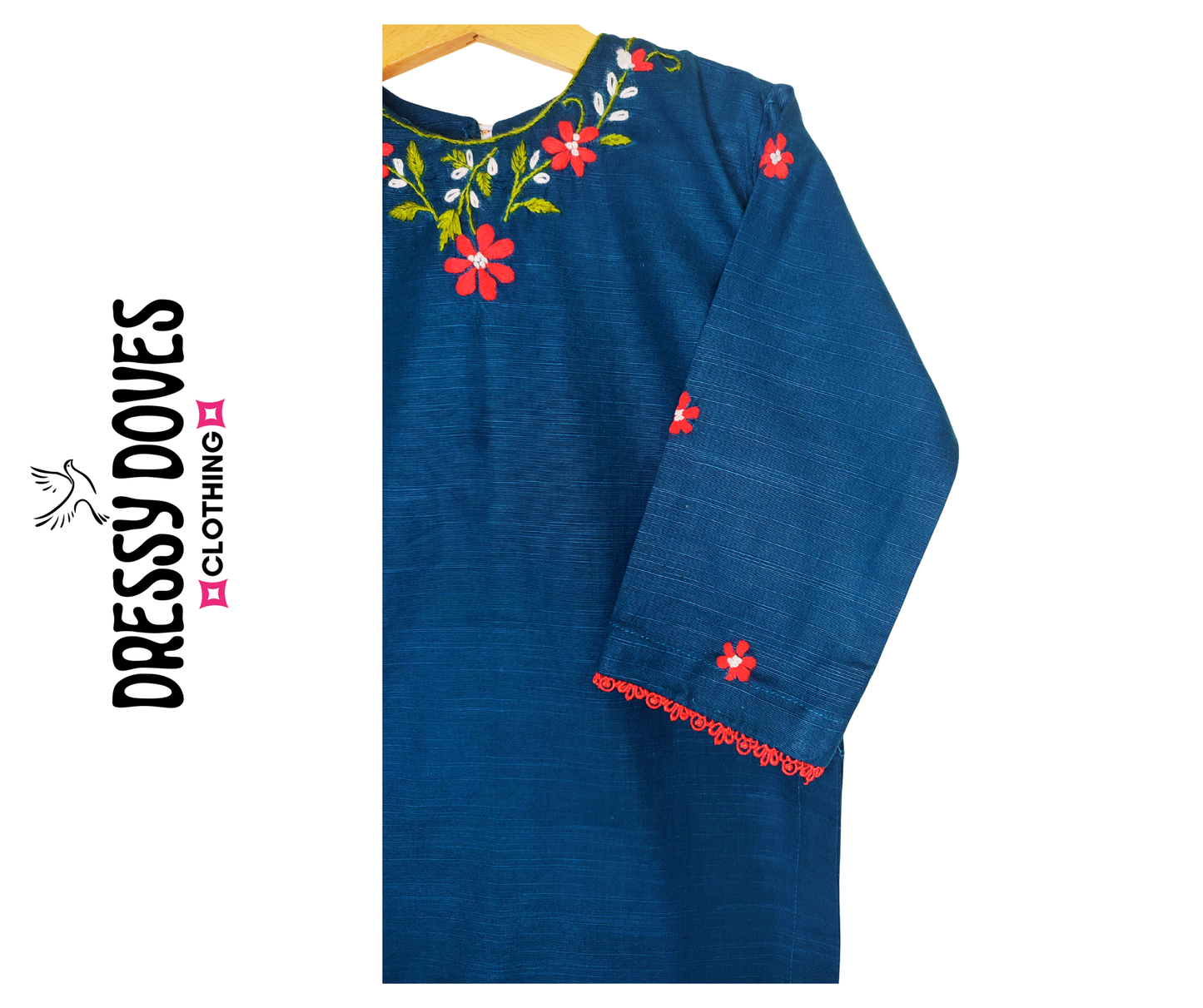 Sea Green Hazara Hand Embroidery (2 Piece)