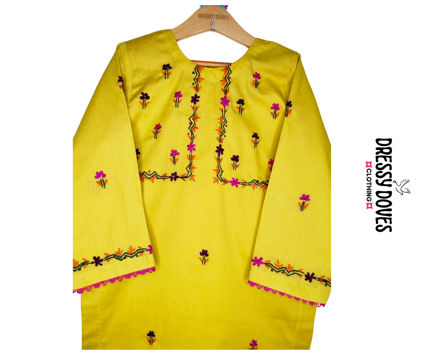 Yellow Flex Hazara Hand Embroidery (2 Piece)