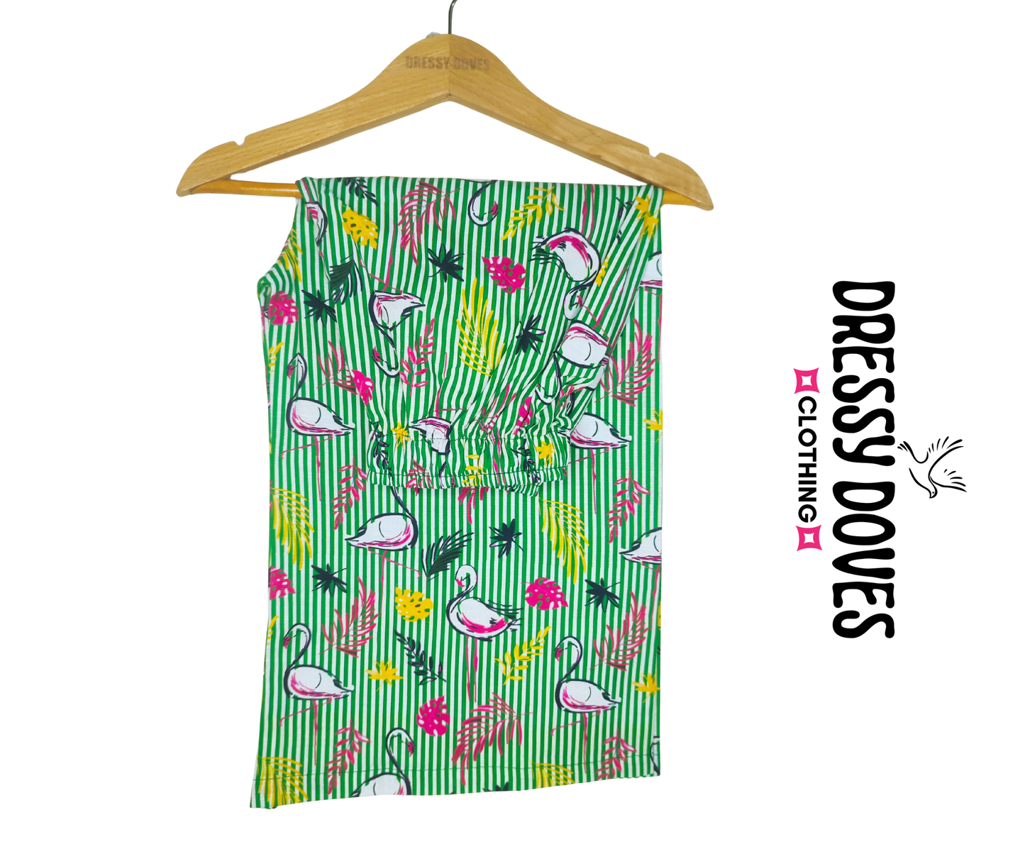 Khaddar Green Flamingo Stripes (Shirt+Trouser)