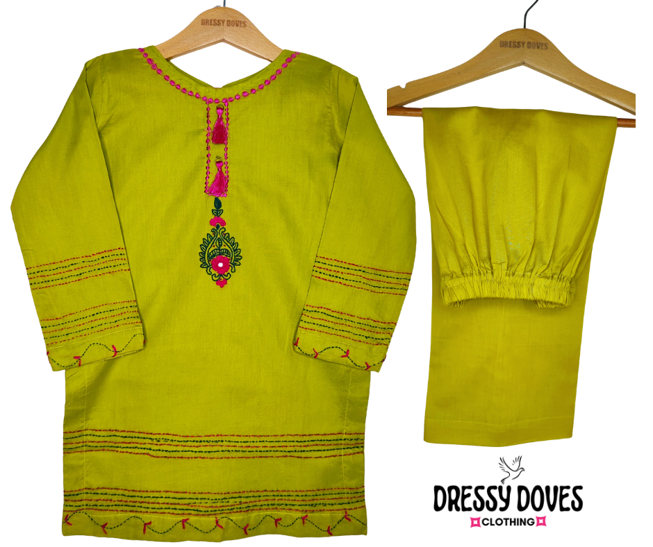 Green Hand Embroidery (2 Piece)