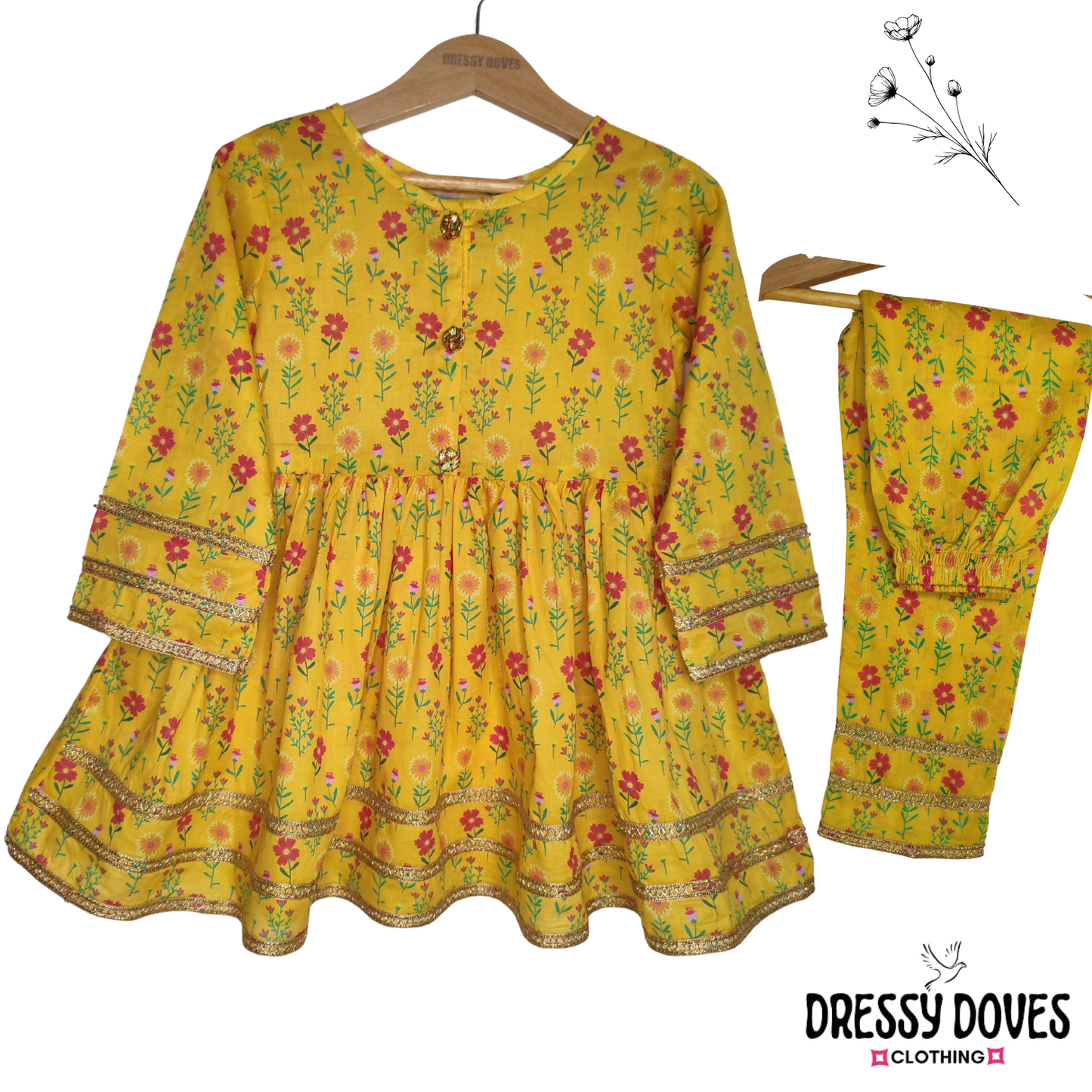 Summer Lawn-05K-Yellow (Frock+Trouser)