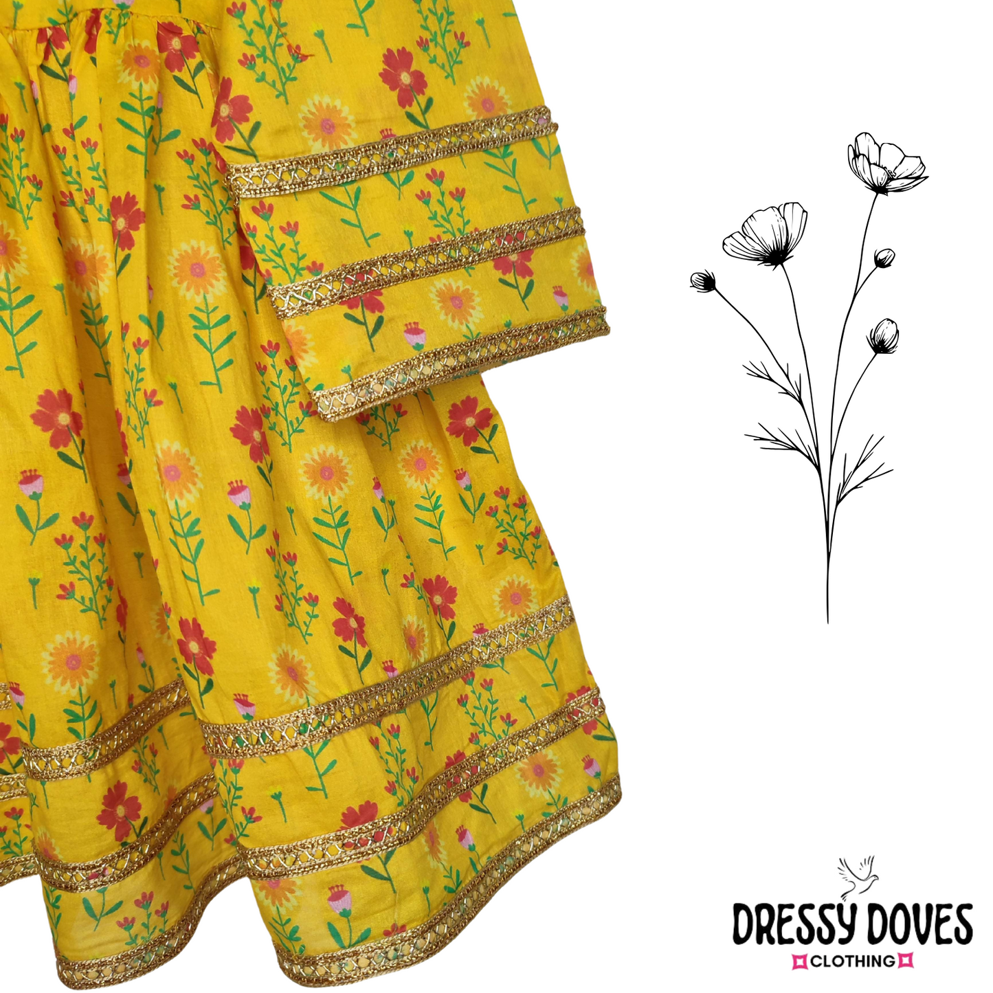 Summer Lawn-05K-Yellow (Frock+Trouser)