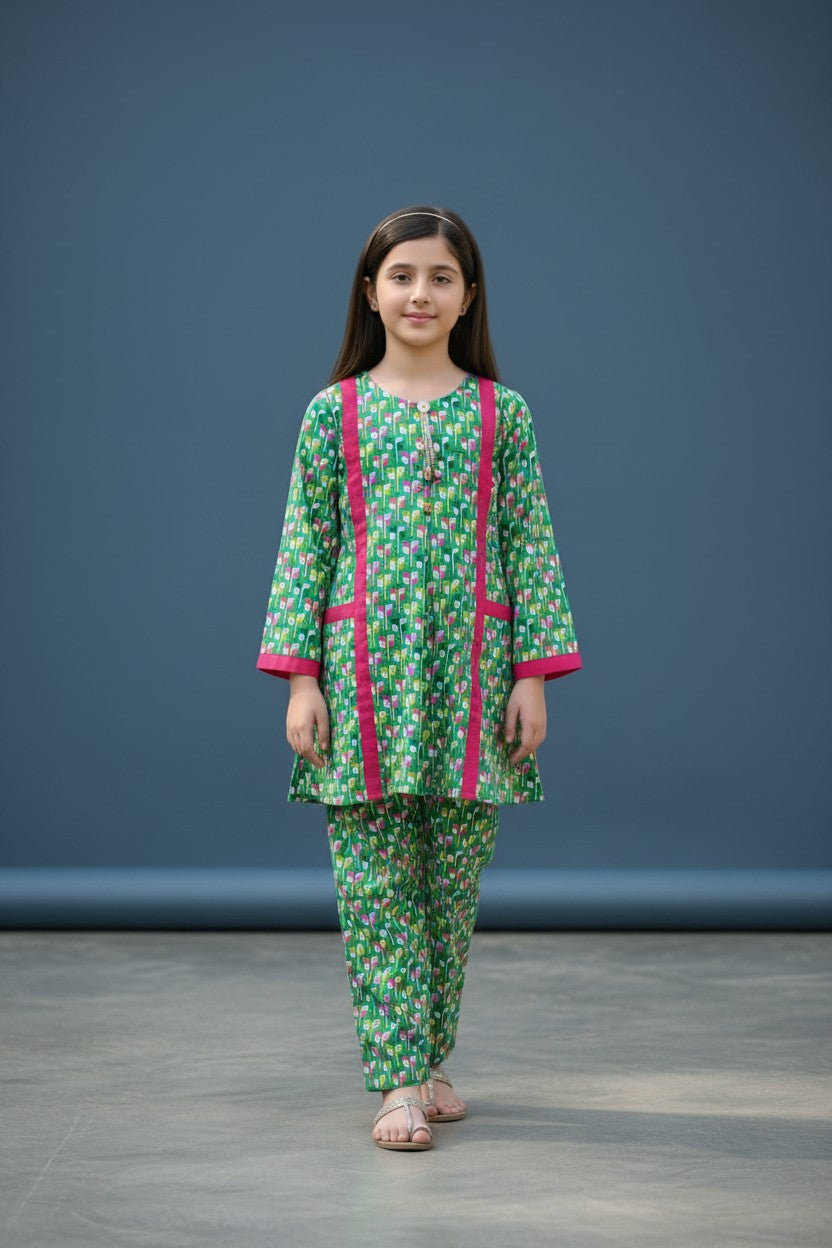 Summer Lawn-06K-Green with 2 Front Pockets (Shirt+Trouser)