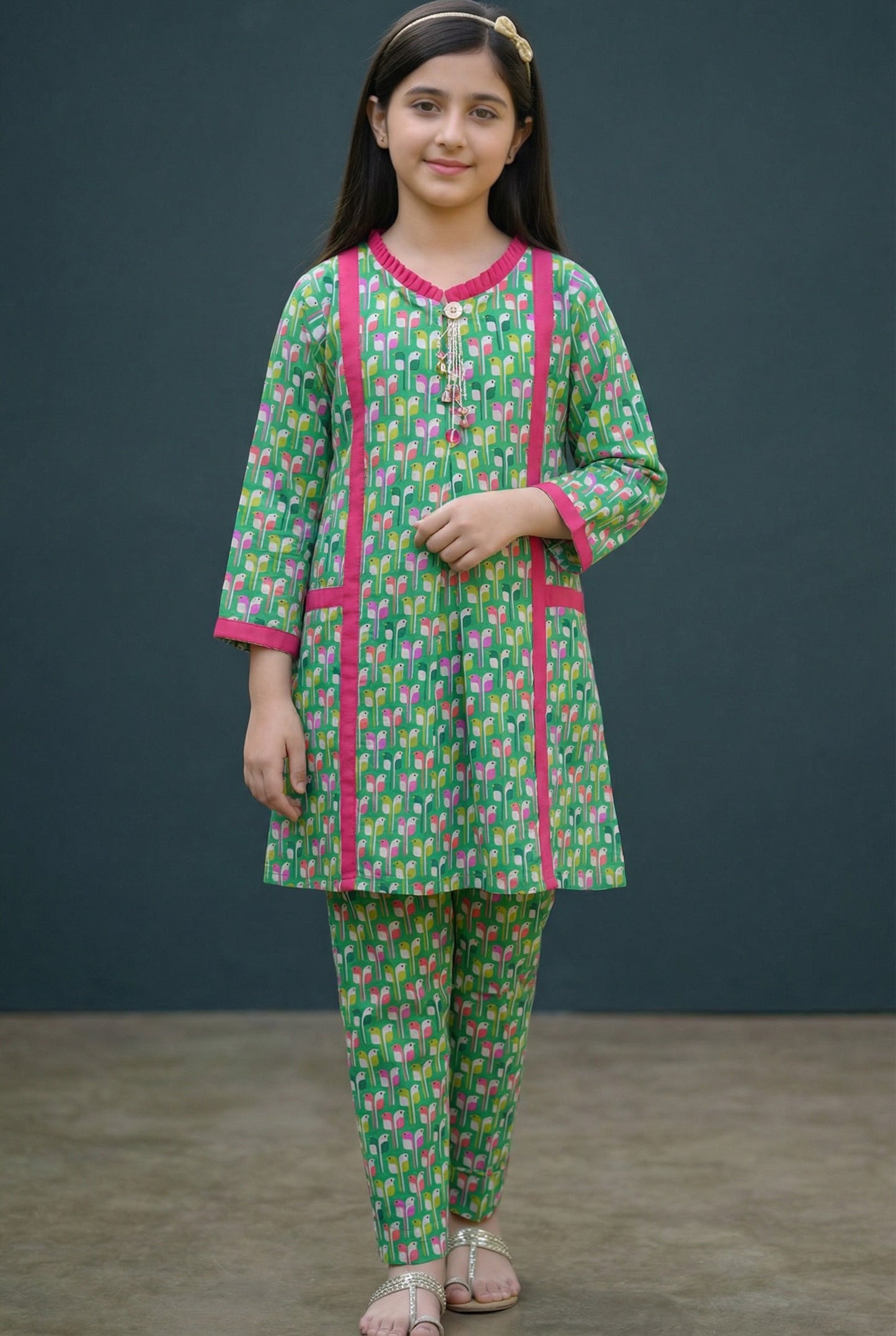 Summer Lawn-06K-Green with 2 Front Pockets (Shirt+Trouser)