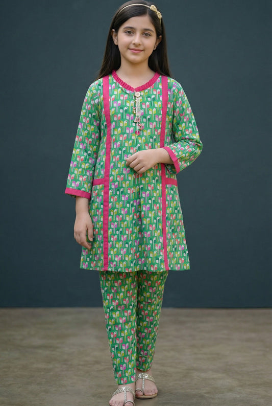 Summer Lawn-06K-Green with 2 Front Pockets (Shirt+Trouser)