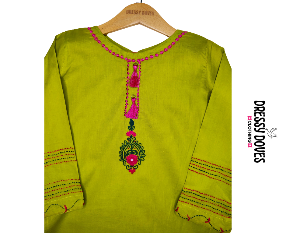 Green Hand Embroidery (2 Piece)