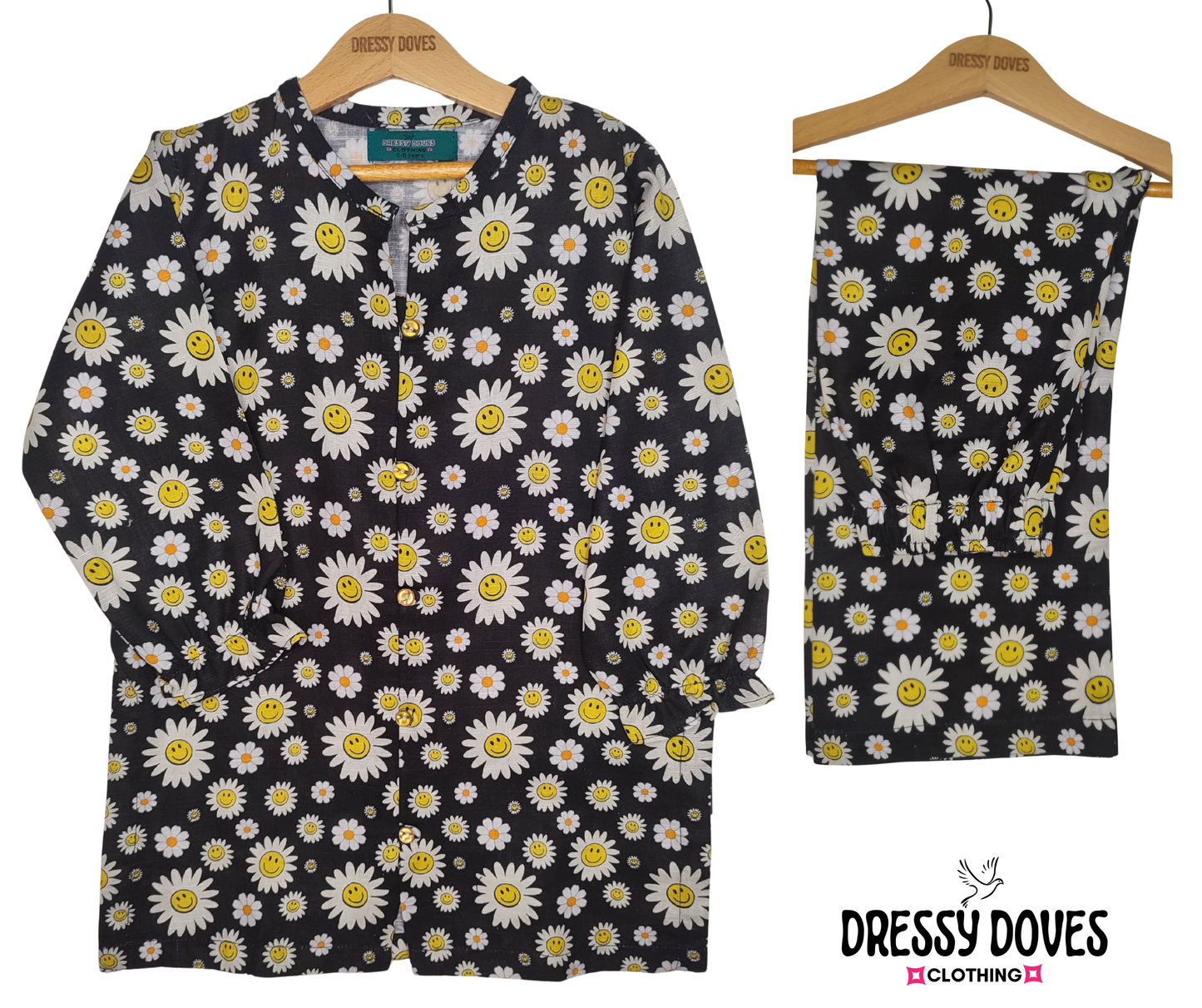 Khaddar Black Daisy (Trousr+Shirt)