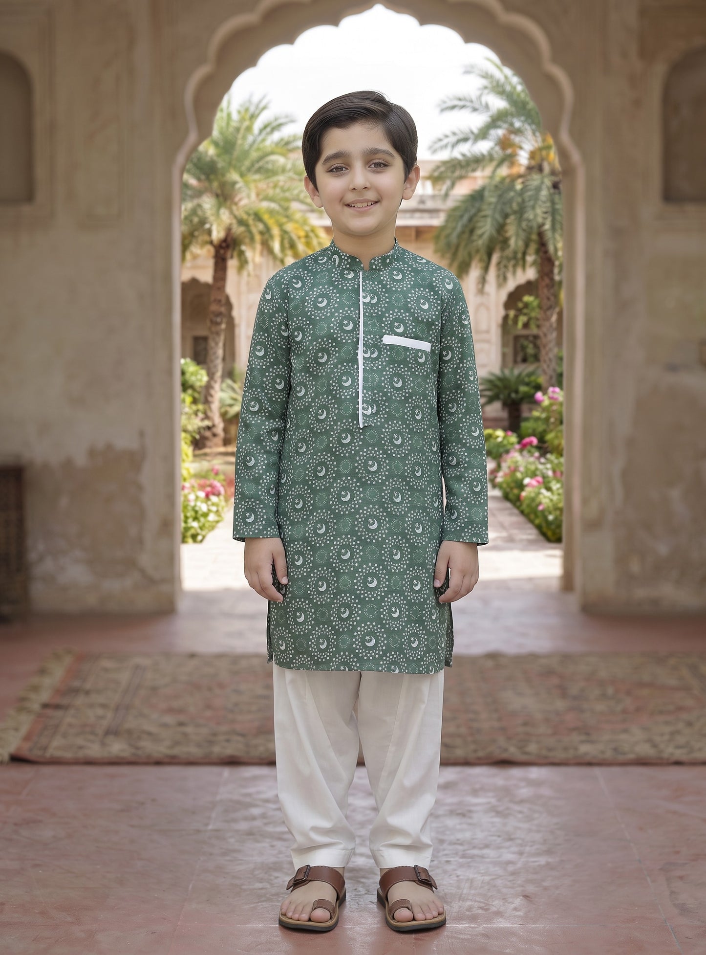 Circle Flag-Green (Shirt + Shalwar)-Green