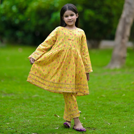 Summer Lawn-05K-Yellow (Frock+Trouser)