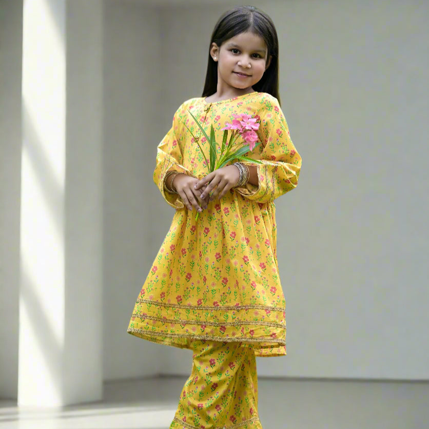 Summer Lawn-05K-Yellow (Frock+Trouser)