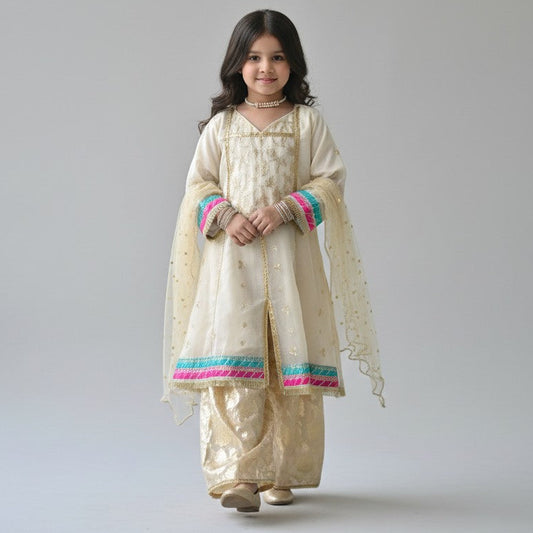 White Party Wear (Shirt+Trouser+Dupatta)