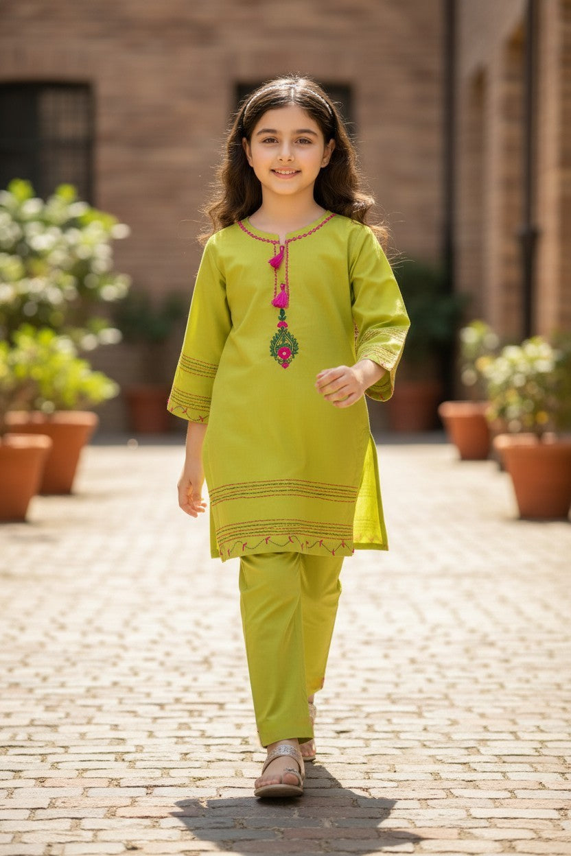 Green Hand Embroidery (2 Piece)