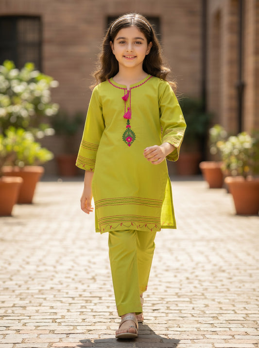 Green Hand Embroidery (2 Piece)
