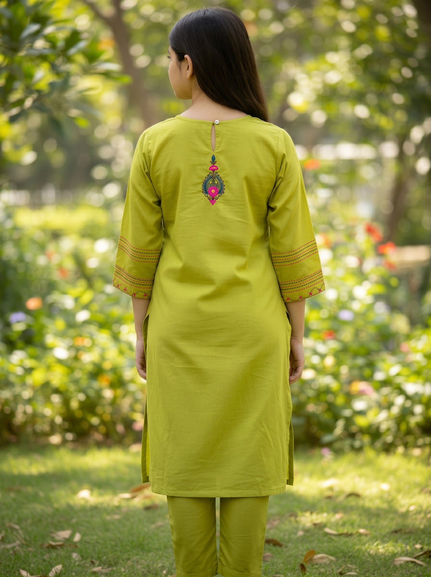 Green Hand Embroidery (2 Piece)