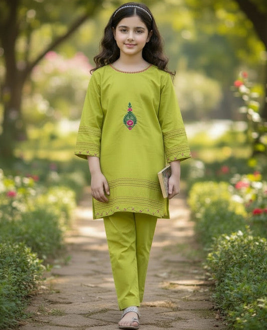 Hazara Green Hand Embroidery (2 Piece)
