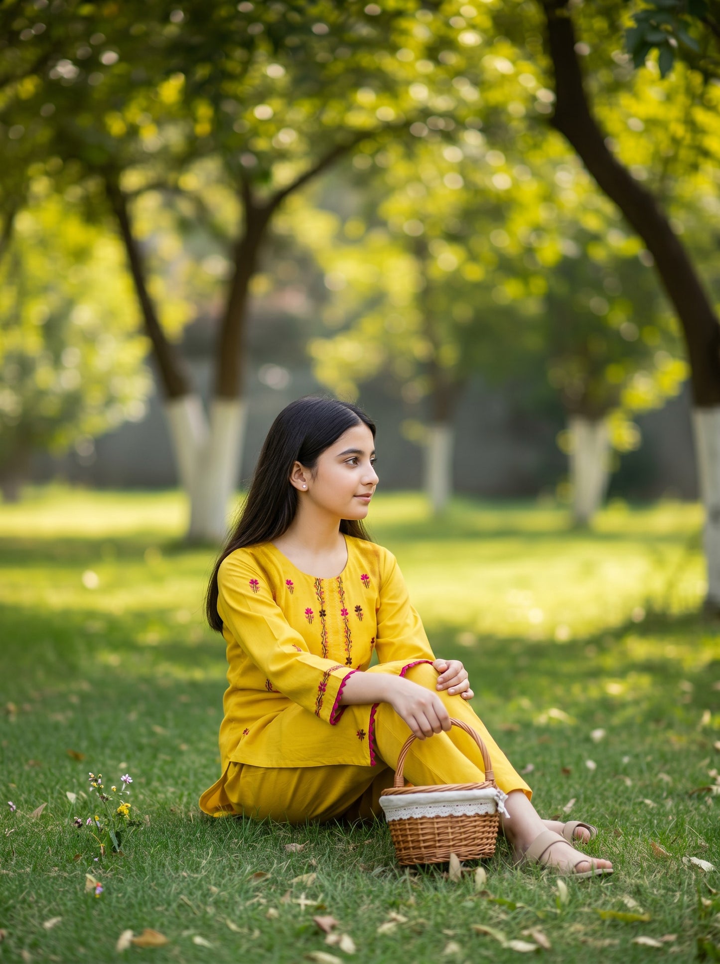 Yellow Flex Hazara Hand Embroidery (2 Piece)