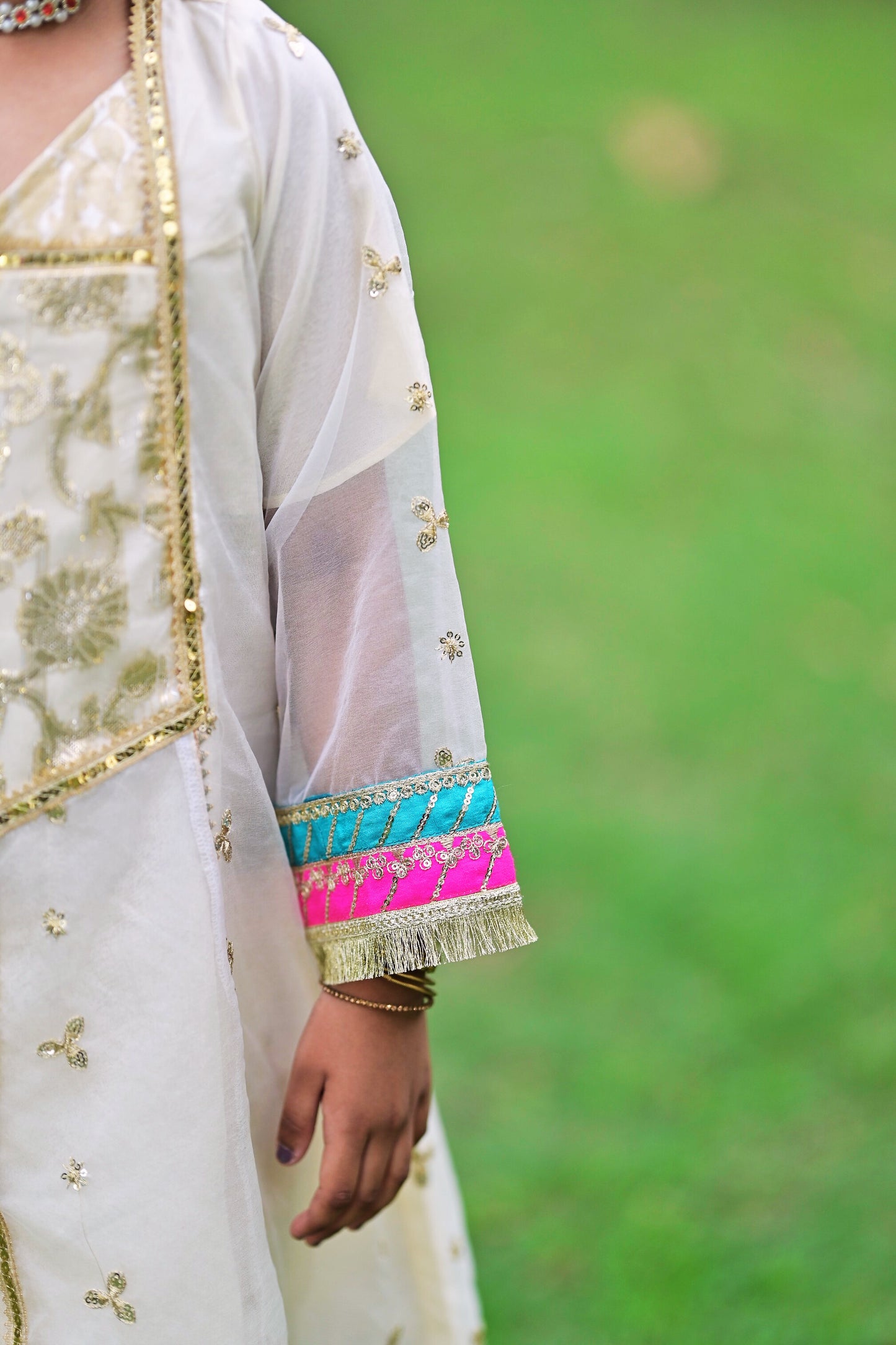 White Party Wear (Shirt+Trouser+Dupatta)