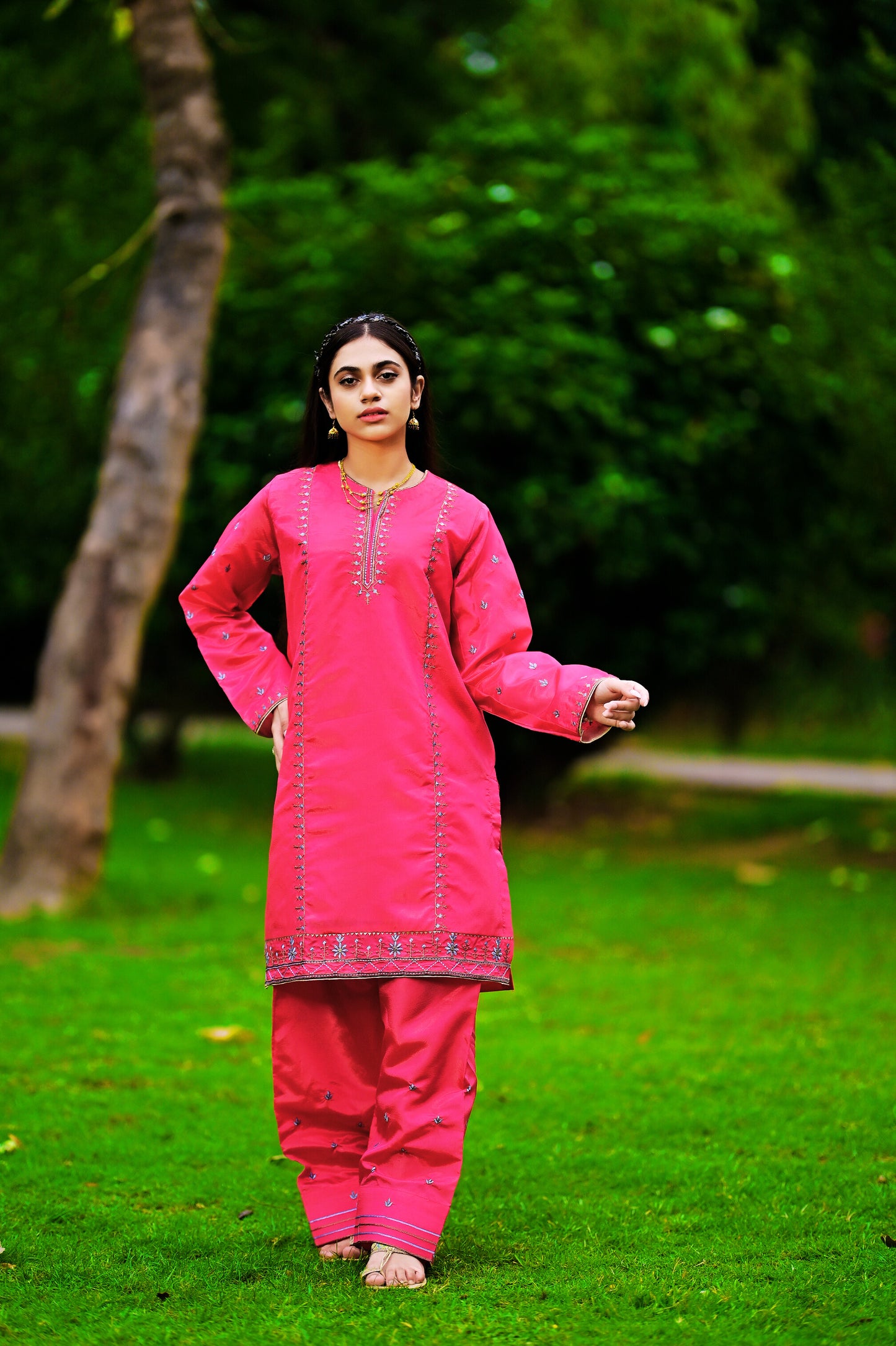 Embroidery Party Wear-01T-Pink (Shirt+Trouser)