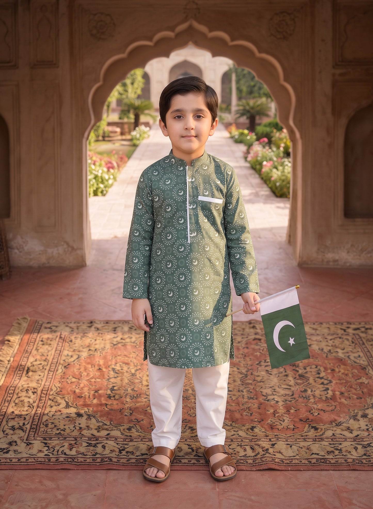 Circle Flag-Green (Shirt + Shalwar)-Green
